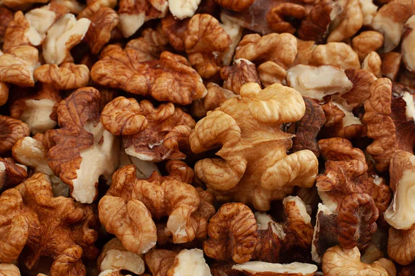 Brown Walnut Nut Closeup Detail Horizontal Background — Stock Photo, Image