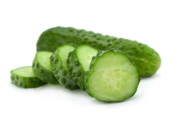 Komkommer Groente Closeup Geïsoleerd Witte Achtergrond — Stockfoto