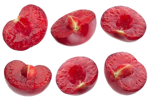 Cherry Ovoce Detailní Set Izolované Bílém Pozadí — Stock fotografie