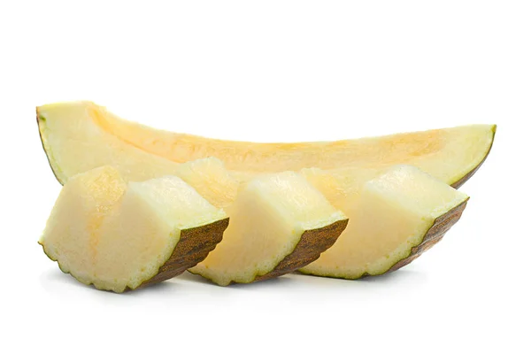 Spanish Melon Piel Sapo Slice White Background — Stock Photo, Image