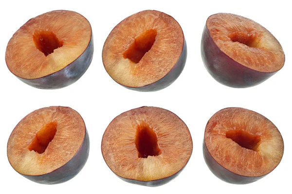 Blå Plommon Frukt Närbild Isolerad Vit Bakgrund — Stockfoto