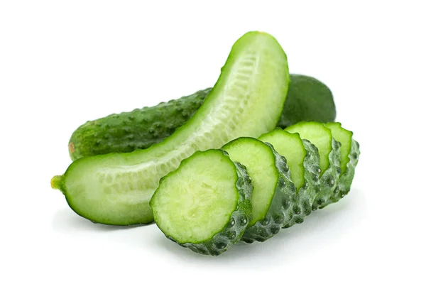 Komkommer Groente Closeup Geïsoleerd Witte Achtergrond — Stockfoto