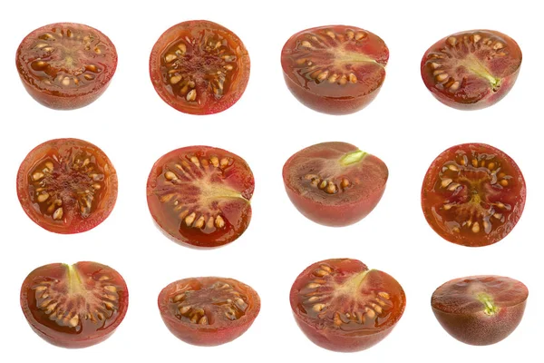 Brun Körsbär Tomater Som Colseup Isolerad Vit Bakgrund — Stockfoto