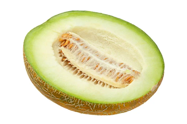Buah Melon Matang Colseup Terisolasi Pada Latar Belakang Putih — Stok Foto