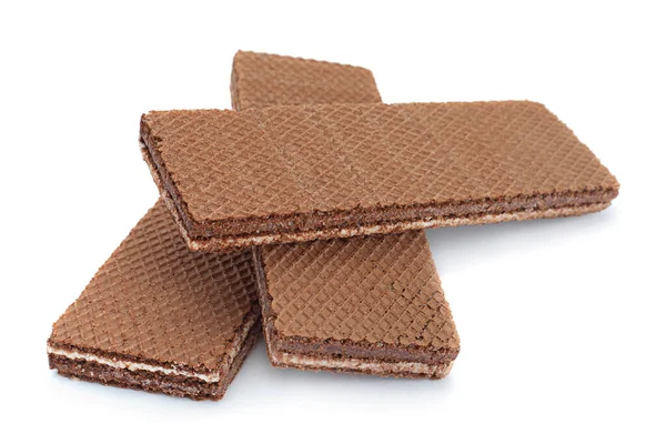 Brown Wafer Closeup Isolado Fundo Branco — Fotografia de Stock