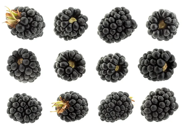 Blackberry Nahaufnahme Set Isoliert Auf Weißem Hintergrund — Stockfoto