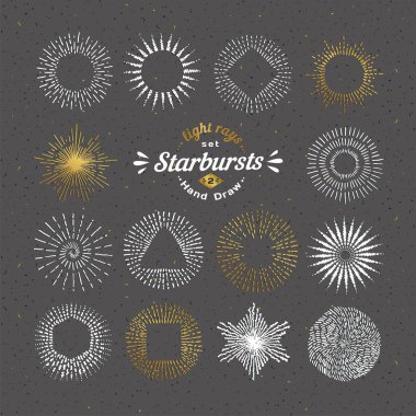 Vektör starbursts kümesi. Vintage tasarım öğeleri. Retro tarzı l
