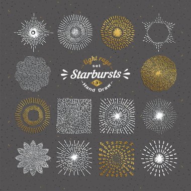 Vektör starbursts kümesi. Vintage tasarım öğeleri. Retro tarzı l