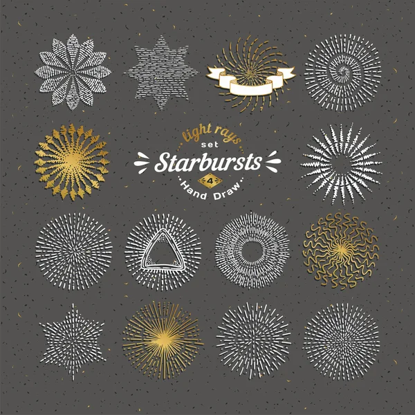 Reihe von Vektor-Starbursts. Vintage-Design-Elemente. Retro-Stil l — Stockvektor