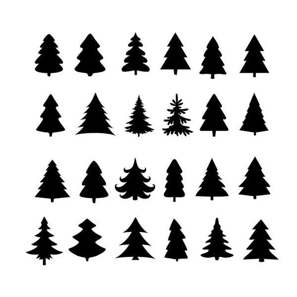 Árbol de Navidad silueta diseño vector conjunto . — Vector de stock