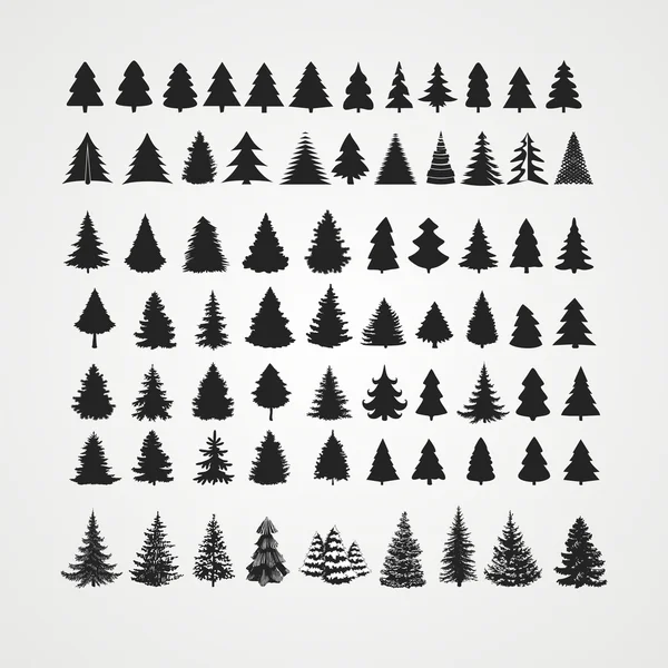 Noel ağacı siluet tasarım vektör kümesi — Stok Vektör