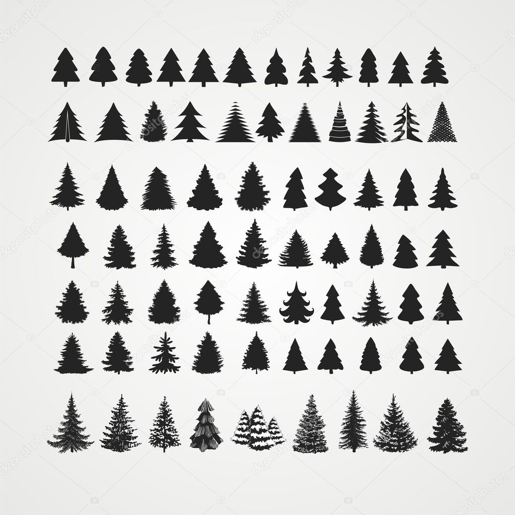 Sagoma Di Albero Di Natale Disegno Vettoriale Set