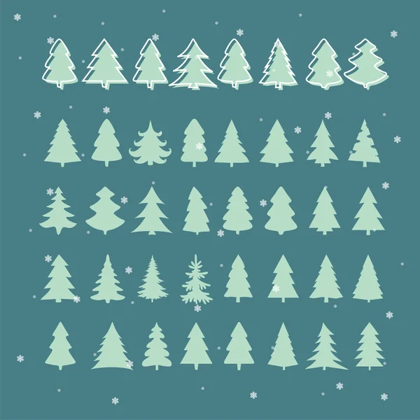 Set van groene kerstboom. Vectorillustraties. — Stockvector