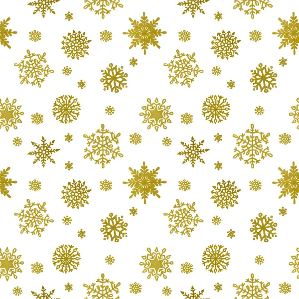 クリスマス手白バクの黄金雪片のパターンの描画 — ストックベクタ