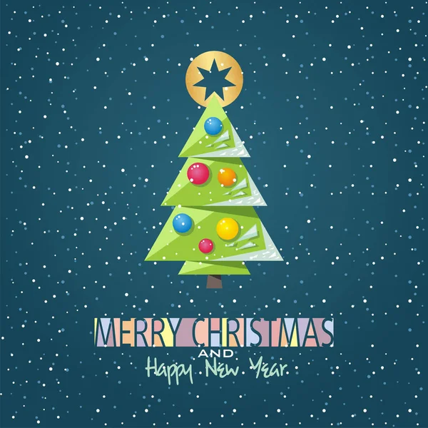 Χαρούμενα Χριστούγεννα και Ευτυχισμένο το νέο έτος κάρτα με γραφικό Χριστούγεννα t — Διανυσματικό Αρχείο