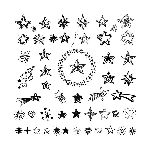 Star icons and pictogram. Collection black star shapes — Stock Vector