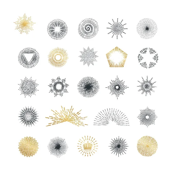 Işınları ve yıldız patlaması tasarım öğeleri el çekilmiş