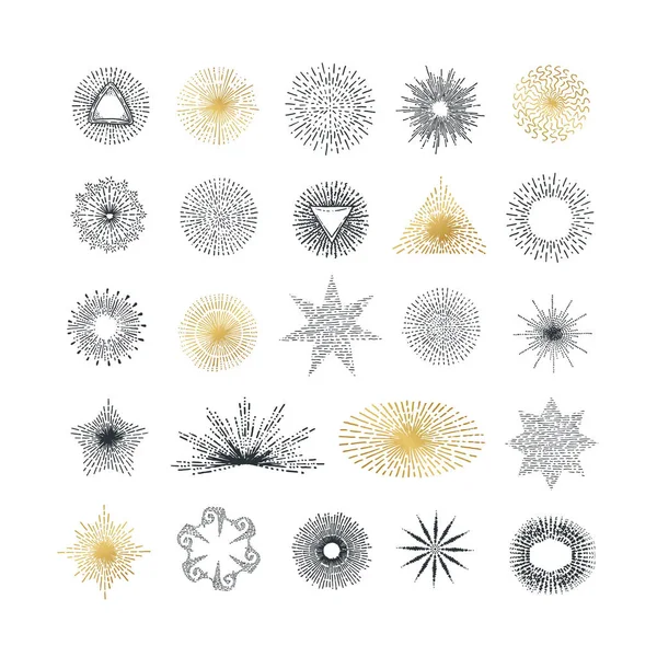 Işınları ve yıldız patlaması tasarım öğeleri el çekilmiş