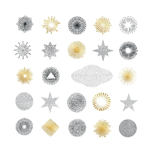 Işınları ve yıldız patlaması tasarım öğeleri el çekilmiş