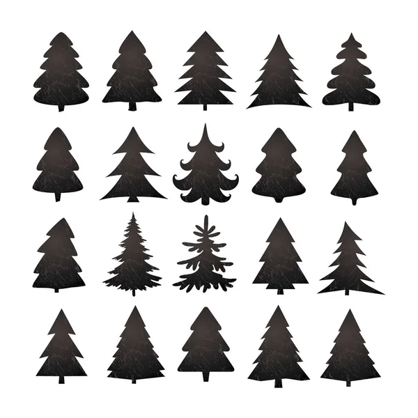 Árbol de Navidad silueta diseño vector conjunto . — Vector de stock