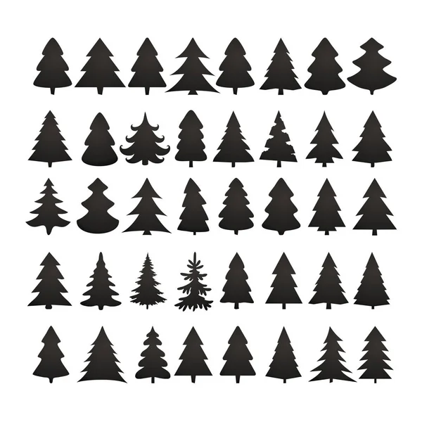 Conjunto de vetores de design de silhueta de árvore de Natal. Ícone de árvore de conceito c — Vetor de Stock