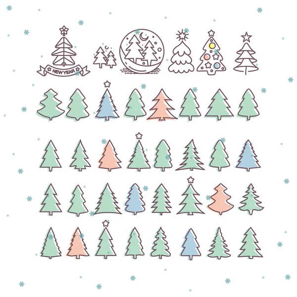 Christmas Tree Icons Set. Vector Illustration. — Stock Vector