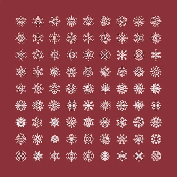 White snowflakes icon on red background. — Stock Vector