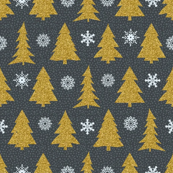 黒い背景にシームレスなクリスマス パターンをベクトル — ストックベクタ