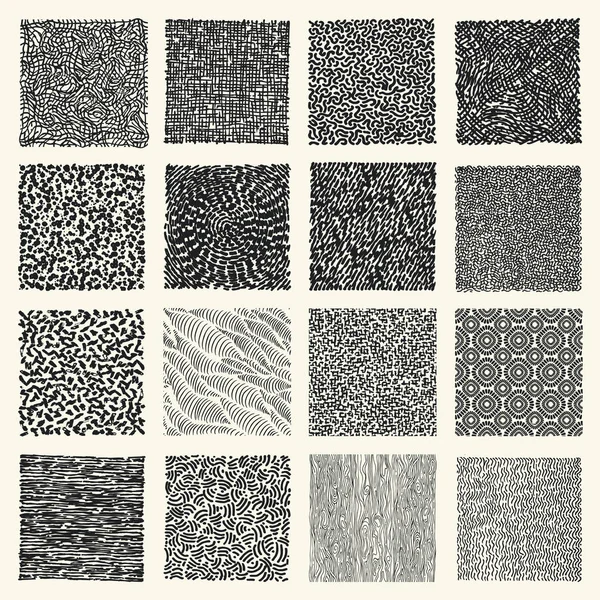 Conjunto de marcadores dibujados a mano y patrones de tinta — Archivo Imágenes Vectoriales