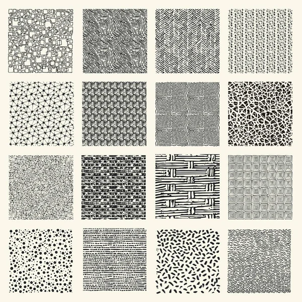 Conjunto de marcadores desenhados à mão e padrões de tinta —  Vetores de Stock