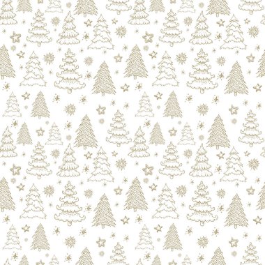 Noel ağaçları orman vektör seamless modeli el ile çizilmiş, 