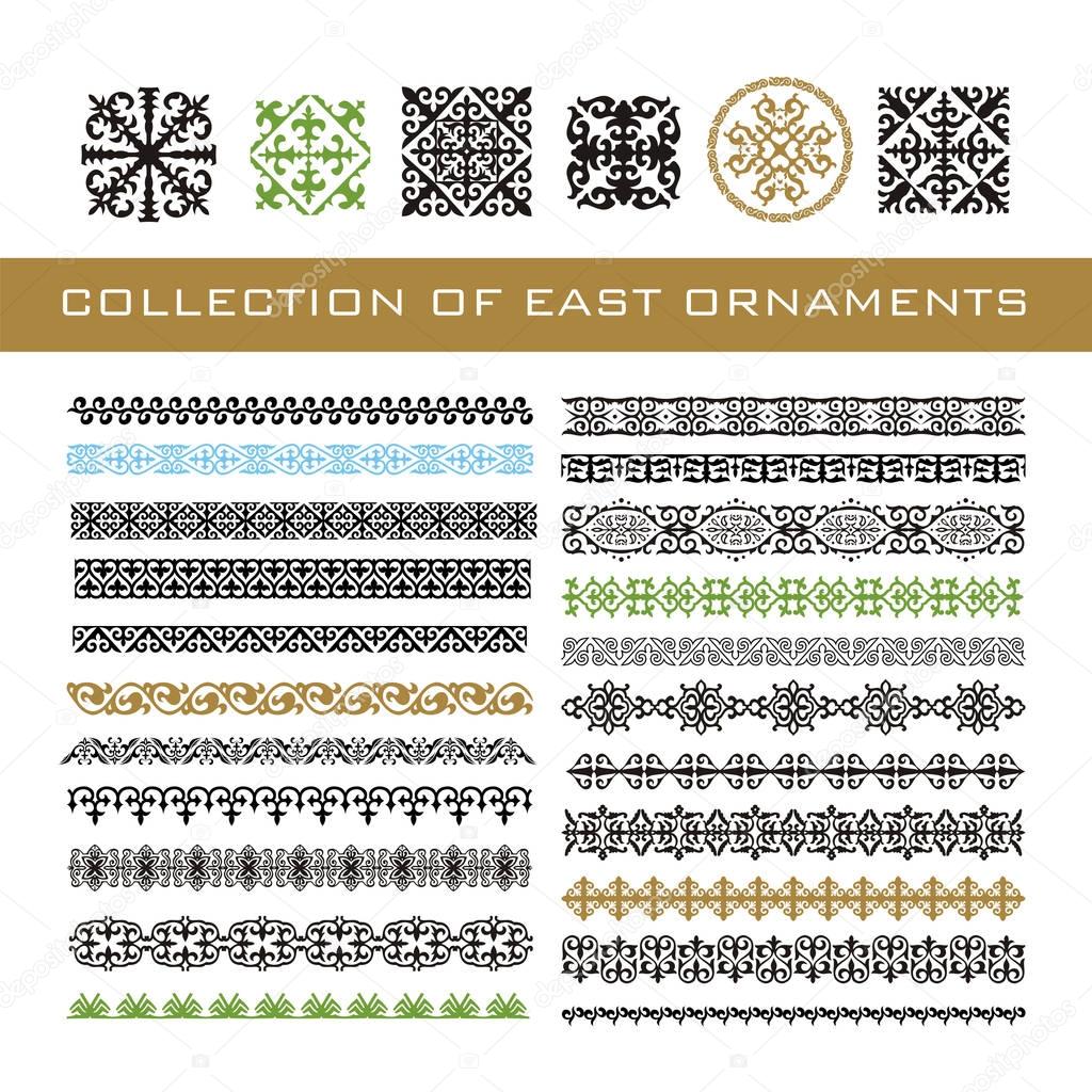 Set of Ethnic geometric signs and borders. East otnament for you