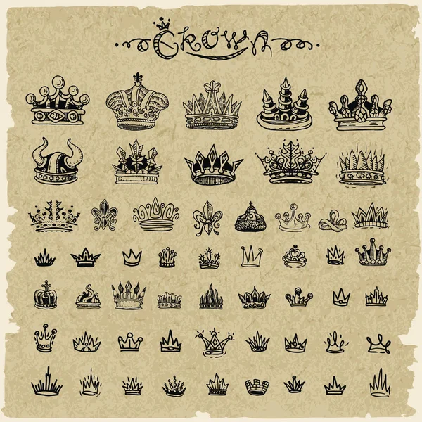 Heraldische vectorelementen ontwerpen. Set van zwart vintage kronen. — Stockvector