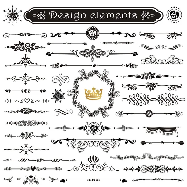 Set vettoriale di elementi di design calligrafico e decorazione della pagina. — Vettoriale Stock
