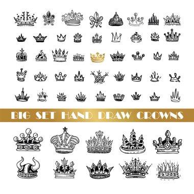 Tasarım vektör hanedan öğeleri. Siyah kron büyük bir dizi