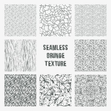 Set of grange seamless patterns. Simple vector scratch textures  clipart