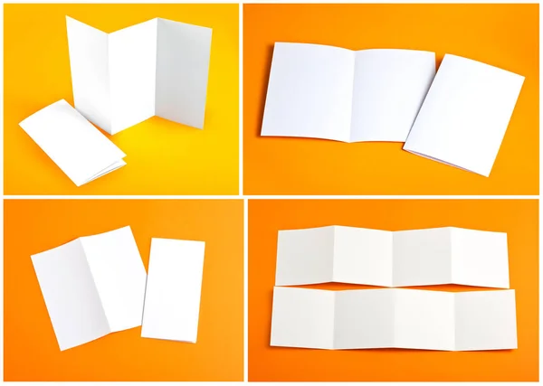 Folleto de papel plegable blanco en blanco — Foto de Stock