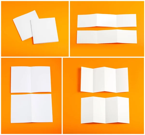 Blank white folding paper flyer — Stock Photo, Image