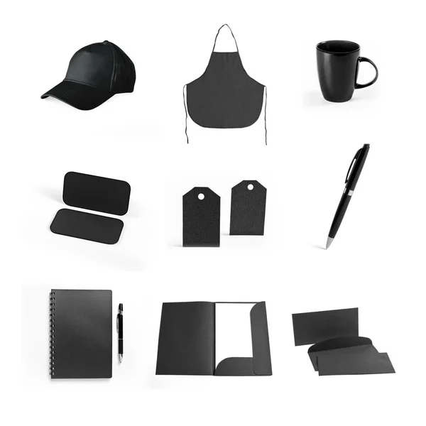 Набор черных элементов для дизайна фирменного стиля на белом b — стоковое фото