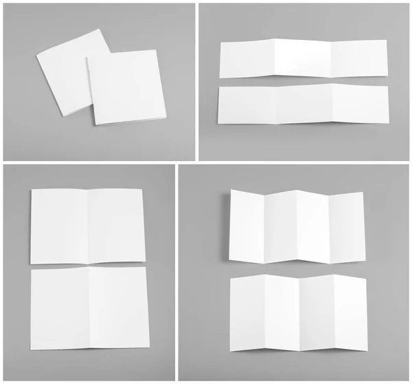 Puste biały ulotki składanie papieru — Zdjęcie stockowe