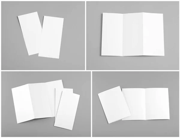 Folheto de papel dobrável branco em branco — Fotografia de Stock