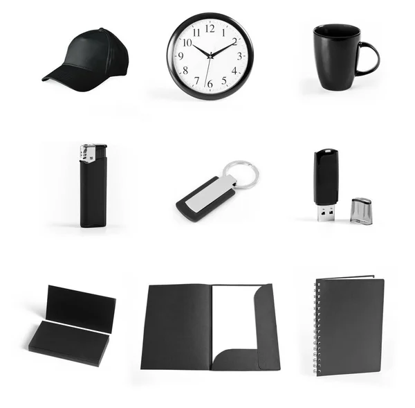 Set of black elements for corporate identity design on a white background. — Stock Photo, Image