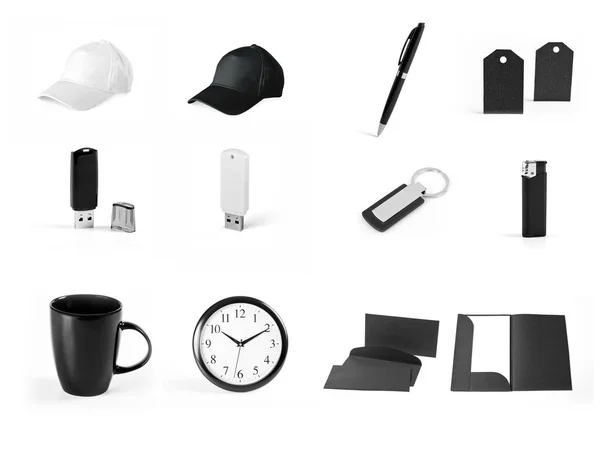 企业形象设计的黑色和白色元素集 — 图库照片