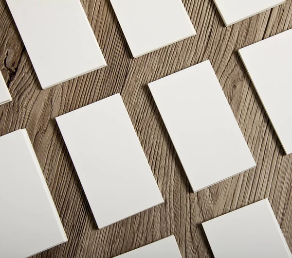 Blank business cards on a wooden background — Stock Photo, Image