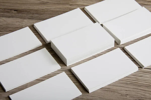 Blank business cards on a wooden background — Stock Photo, Image