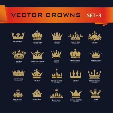 Vektör yaratıcı Kral, Kraliçe, Prenses, Papa kron topluluğu
