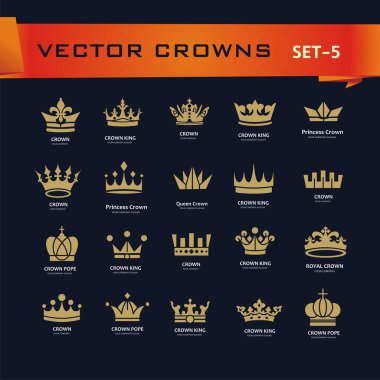 Vektör yaratıcı Kral, Kraliçe, Prenses, Papa kron topluluğu