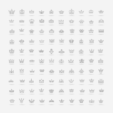 Tasarım vektör hanedan öğeleri. Siyah kron büyük kümesi. El