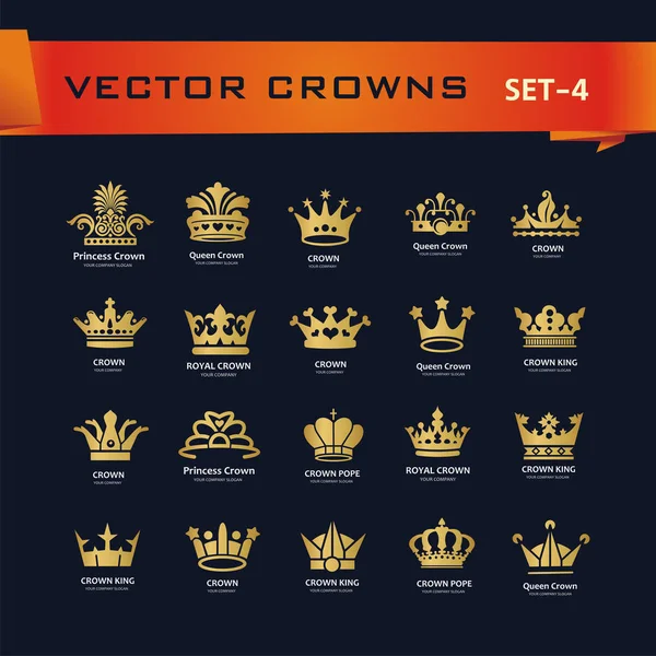 Vector collection of creative king, queen, princess, pope crowns — Stock Vector