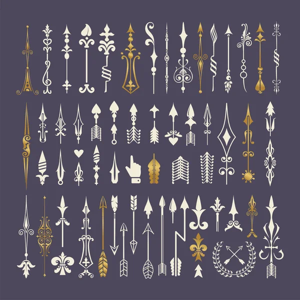 Gran conjunto de flechas dibujadas a mano y elementos de diseño . — Vector de stock